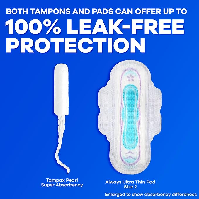 Tampax Pearl Tampons for Women,with LeakGuard Braid,Super Absorbency,Unscented,100 Count (Pack of 2)