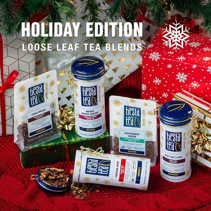 Tiesta Tea - Sexy Hot Christmas Tea, Loose Leaf, Cocoa Chili Black, Premium High Caffeinated Blend, Spicy Black, Make Hot or Iced, Brews Up to 50 Cups, 4.5 Ounce Refillable Tin