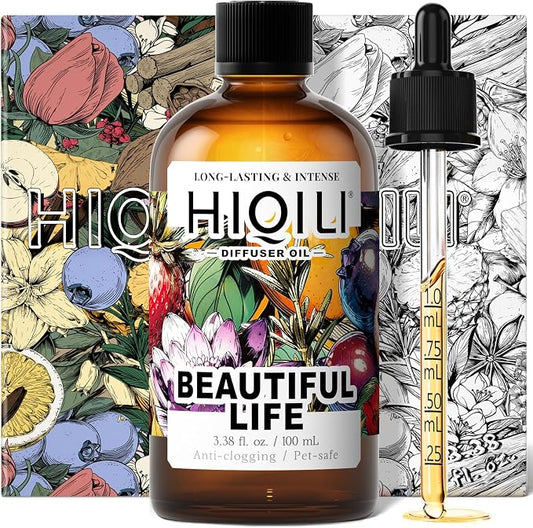 HIQILI Beautiful Life Diffuser Oil, Water Soluble Fragrance Oil for Home, Relaxing Floral Scent for Ultrasonic & Reed Diffusers - 3.38 Fl Oz