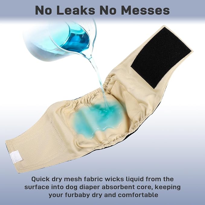 Langsprit Small Male Dog Diapers for Doggie Puppy,Reusable Belly Bands for Male Dogs Wraps,Washable Doggy Dog Diapers Medium Large in Incontinence 5 Pack (Black, X-Small)