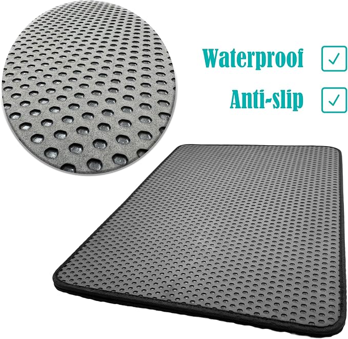 HTTMT- (29.5x23 inch) Pet Supplies Cats Litter & Housebreaking 75X58 Black Cat litter Mat Double Layer Pad Trapper Folding Pad EVA Foam Rubber
