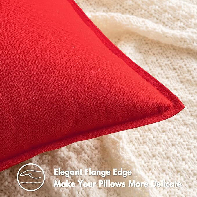 MIULEE Pack of 2 Decorative Linen Pillow Covers 16x16 Inch Christmas Red | Boho Farmhouse Modern Accent Throw Pillows, Soft Neutral Cushion Covers, Home Decor for Sofa Couch Bed Living Room