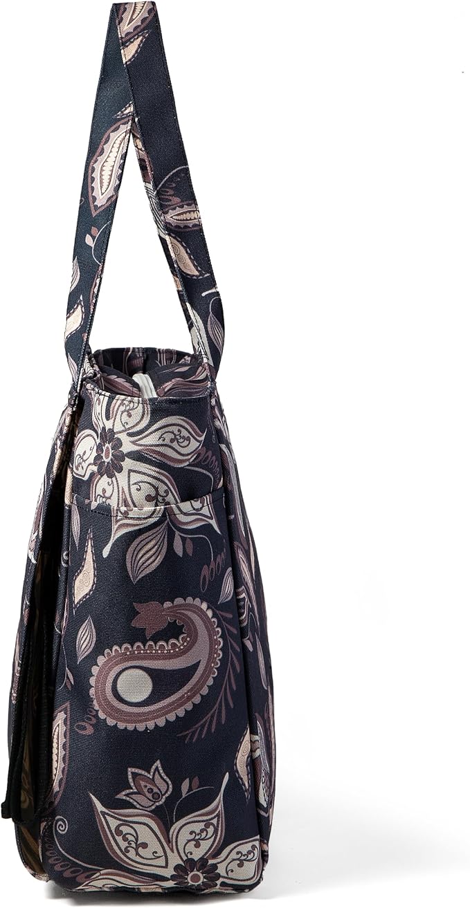 Floral Paisley Pattern Yoga Bag, Canvas Tote with Blue and Pink Design, Spacious Carrier for Yoga Mat and Accessories