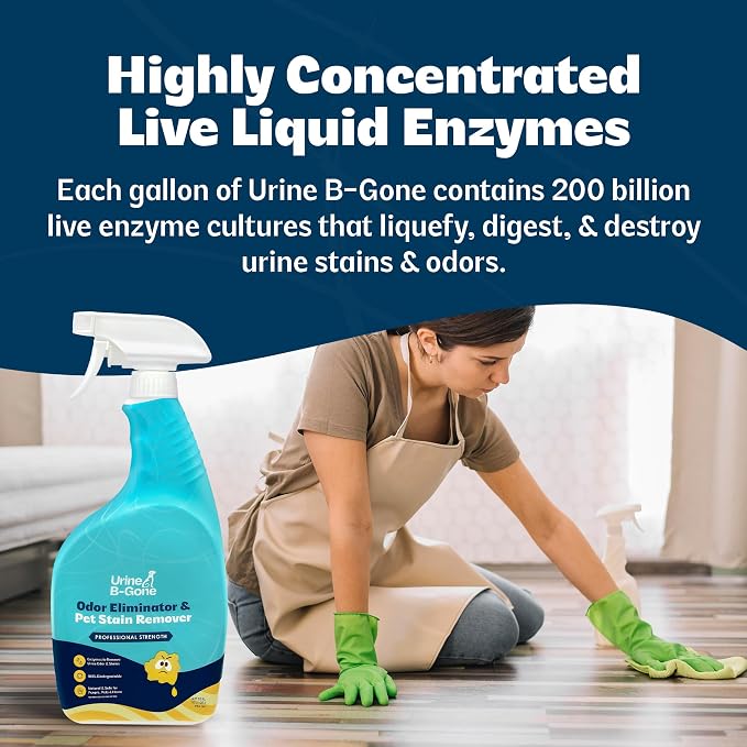 Urine B-Gone Enzyme Cleaner for Human, Cat & Dog Urine, Original, 32 oz | Enzyme cleaner for human, cat and dog urine on laundry, carpets and more; original scent, 32 oz.