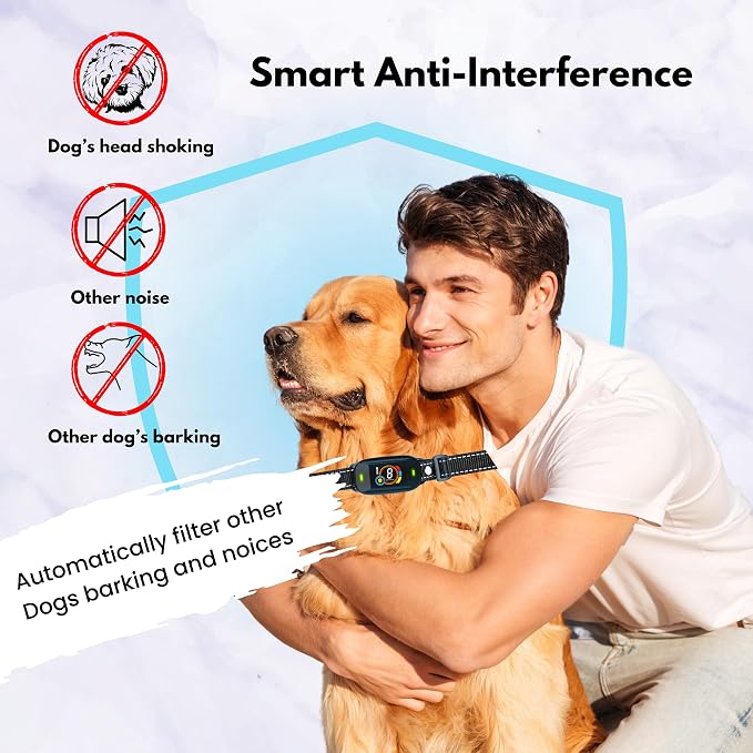 Dog Bark Collar, Rechargeable Smart Collar, Anti Barking Training Collar with 5 Adjustable Sensitivity Beep Vibration Shock, Bark Collar for Large Medium Small Dogs - Black Color Dog Collar