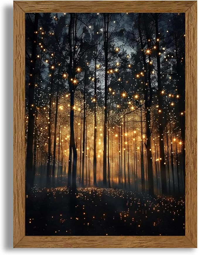 JLTULT Enchanted Forest Wall Art, Solid Wood-Framed Canvas, 12x16 Inches | Dark enchanted forest art on fade-resistant canvas with a ready-to-hang solid wood frame for bedrooms and living rooms