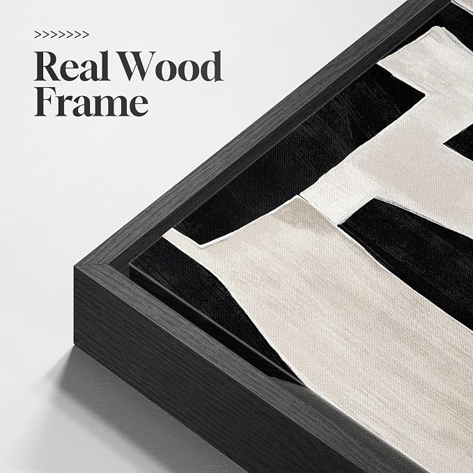 Extra Large Framed Black and White Abstract Wall Art for Living Room, Modern Canvas Prints Paintings Artwork for Walls, Minimalist Black Beige Pictures for Bedroom Dining Hallway Wall Decor 40x60 In