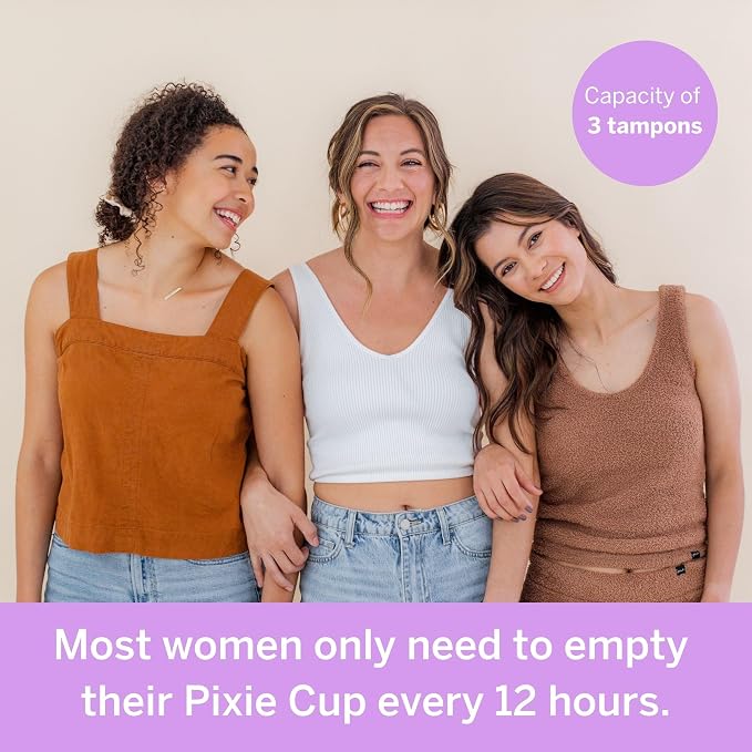 Pixie Soft Menstrual Cup - Ranked 1 for Most Comfortable Reusable Period Cup - Buy One We Give One - Includes Ebook Guide, Cleaning Wipes, Lube, & Storage Bag - Tampon and Pad Alternative