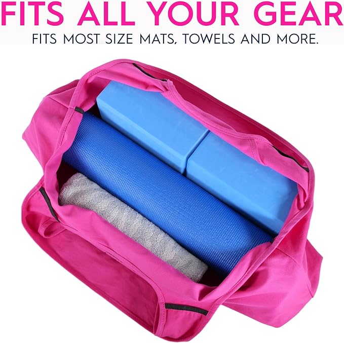 Wild Essentials Yoga Bag, Exercise, Tote, Large Carrier, Shoulder Strap, Inner Pocket, Fits Most Mats, Recycled Cotton Canvas