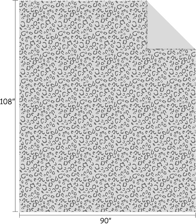 Flannel Fleece Throw Blanket, Lightweight Cozy Plush Microfiber Bedspreads for Adults,90"X108",Grey Leopard