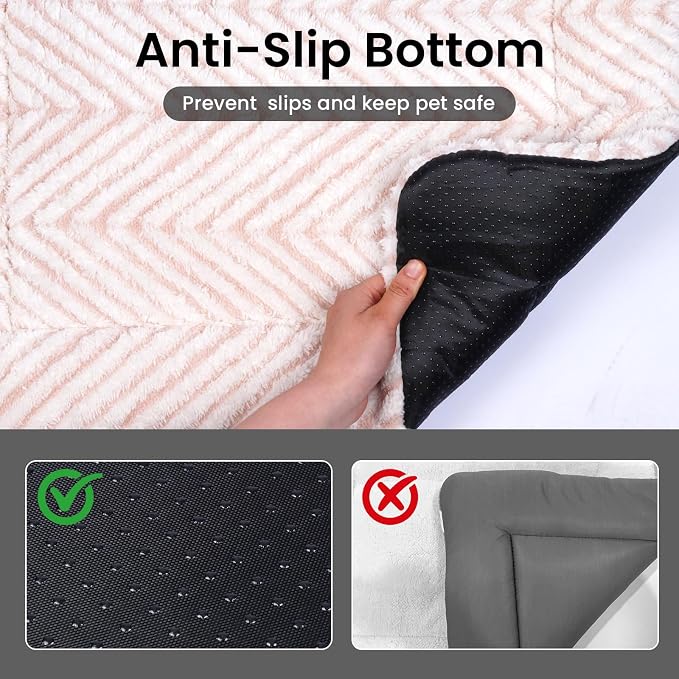 Mora Pets Dog Crate Pad Washable Cat Dog Bed for Crate Flat Pet Kennel Mat | Soft Dog Cat Bed Mat, Puppy Crate Pad for Dog Cages Cozy Sleeping Liner, Cute Pet Pillow Cushion Anti Slip Small Pink 24 x 18