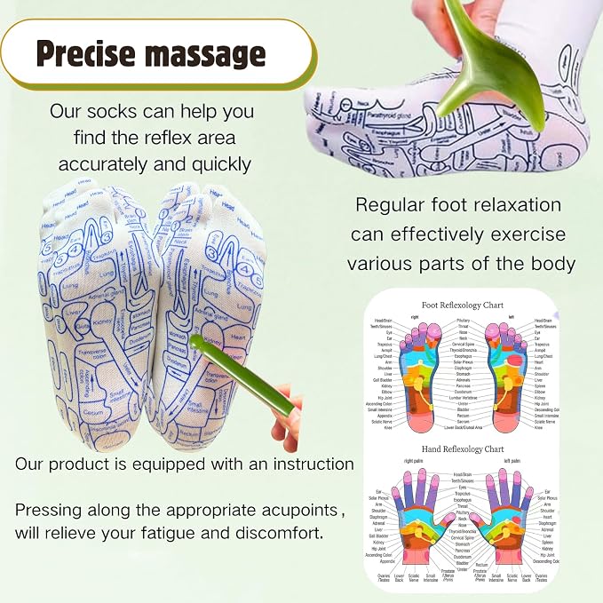 Reflexology Socks with Gloves Tools Set, Foot Massager Socks with 2pc Massage Tool, Trigger Point Massage Tool, Suitable for Men