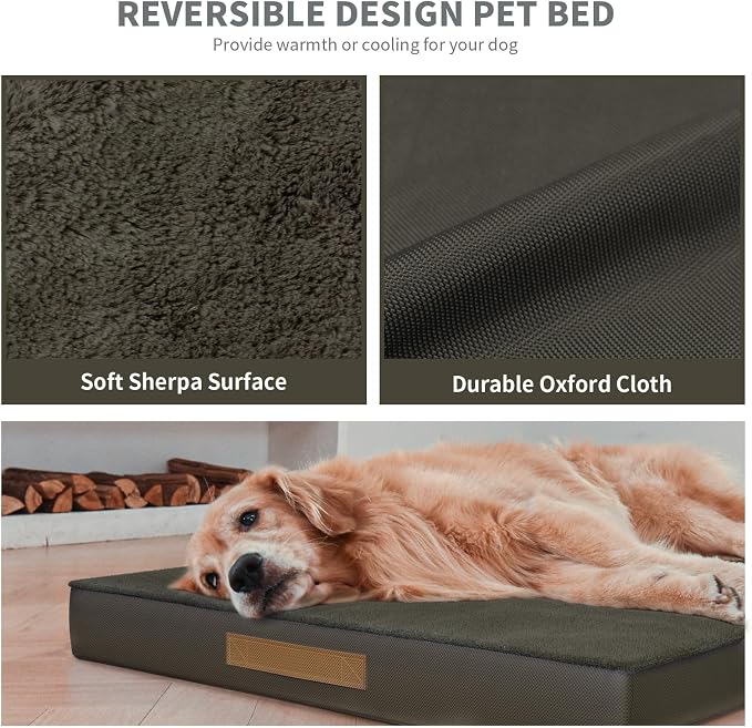 Large Waterproof Orthopedic Dog Bed with Egg Crate Foam | Fits 42x28 Crates, TPU Waterproof Layer, 1680D Washable Oxford Cover, Portable Handle, Indoor & Outdoor Use, Up to 80 lbs