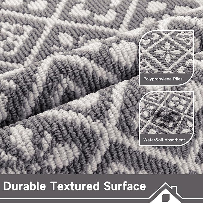 Ileading Hallway Runner Rug 2x6 ft,Washable Indoor Grey Carpet with Non Slip Rubber Backing,Low Pile Durable Kitchen Floor Mat for Laundry Entryway Door & High Traffic Areas