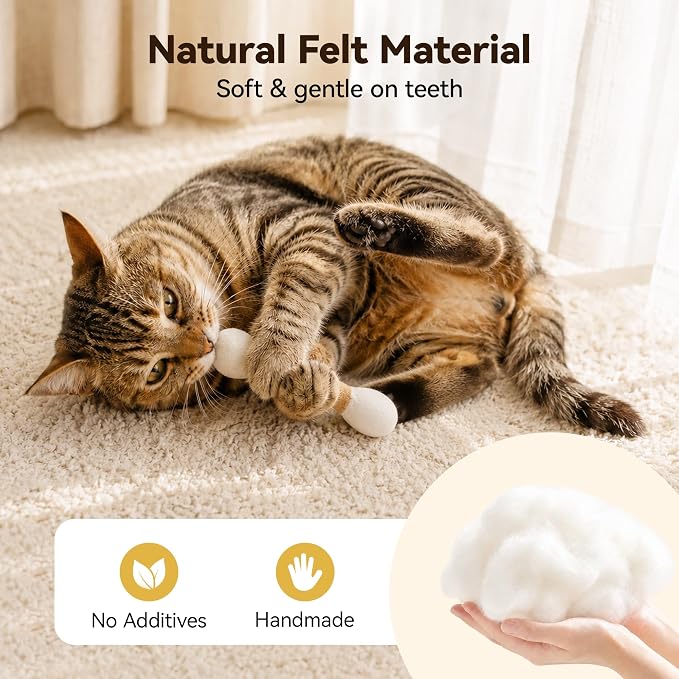 Potaroma 3 Pack Cat Toys Felt Cotton Swab Design with Catnip