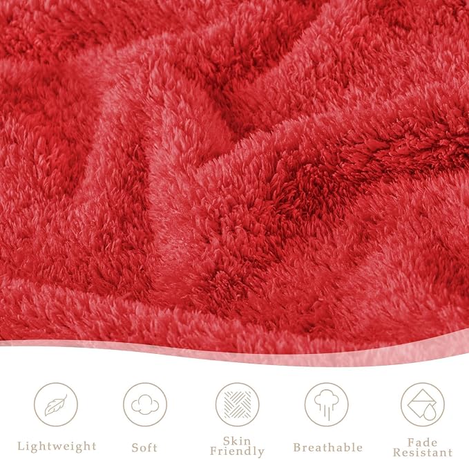 Exclusivo Mezcla Fleece Throw Blanket for Couch and Sofa, 50" x 60" | Super Soft and Cozy Fluffy Blanket for Women, Lightweight and Fuzzy Throw for Home Decor, All Season, Red
