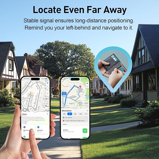 2026 Apple MFi Certified Wallet Tracker Smart Card for Find My iPhone Ultra Thin Air Tracker Tag for Travel, 5 Years+ Staying Power, IP69 Waterproof, Key Finder & Item Locator for Keys, Bags, Passport
