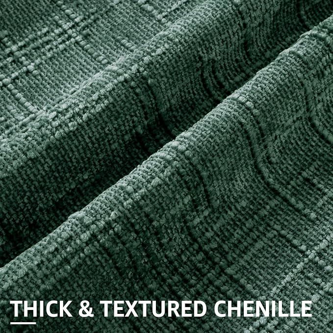 decorUhome Textured Chenille Throw Pillow Covers 22x22 Set of 2 Green | Fall Modern Farmhouse Soft Cozy Slubby Couch Pillow Cases Boho Decorative Pillow Cases for Bed Sofa Living Room Home Decor