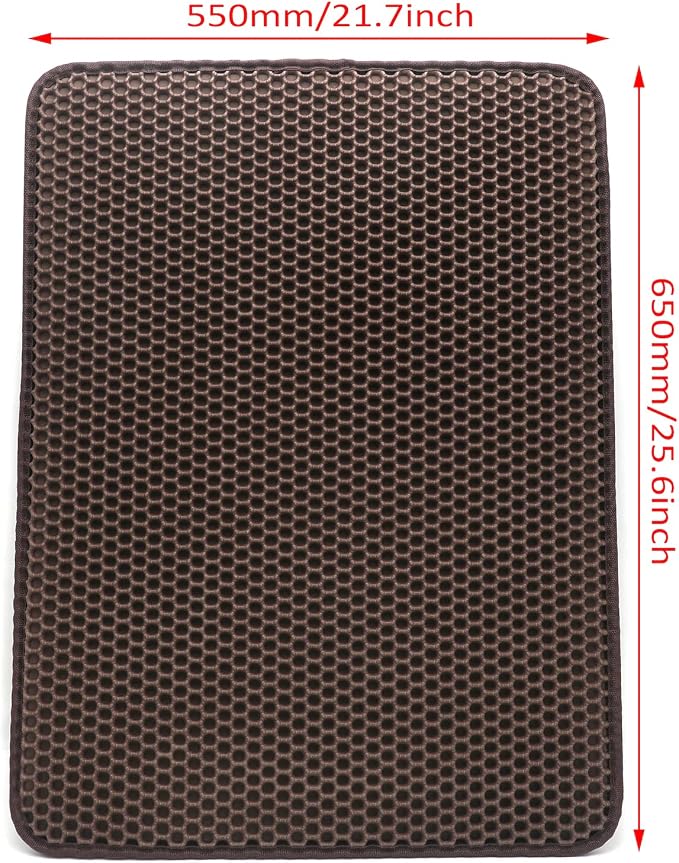 HongK- Pet Supplies Cats Litter & Housebreaking 65X55 Brown Cat litter Mat Double Layer Pad Trapper Folding Pad EVA Foam Rubber