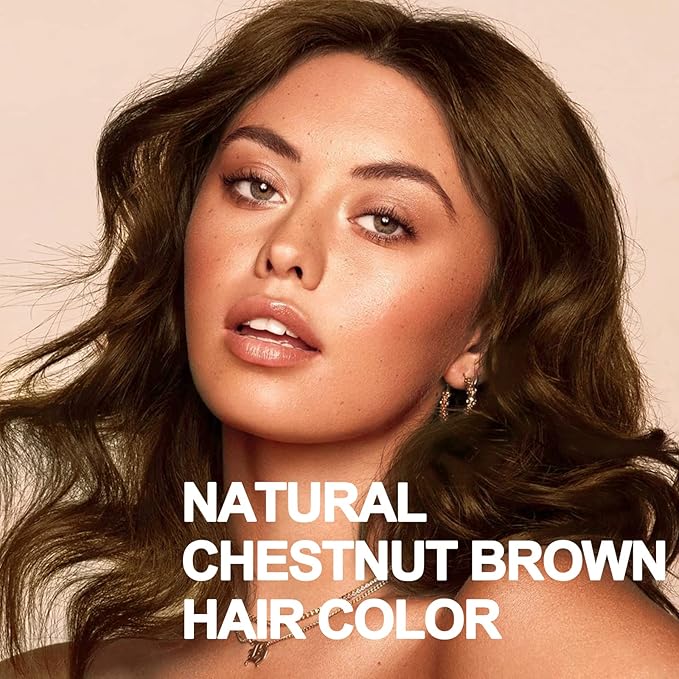 Agthyuve Hair Dye Shampoo 3 in 1, Chestnut Brown Hair Dye 16.9 FL Oz, Hair Shampoo, Semi-Permanent Hair Color Shampoo, Lasts 30 Days (Chestnut Brown)