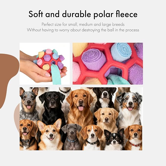 Mira's Pocket Dog Snuffle Ball Toy, Mental Stimulation Chew Toy for Dogs & Cats, 14cm Licking Mat Treat Dispensing Ball with Hollow Design, Slow Feeder for Fast Eaters (Red)