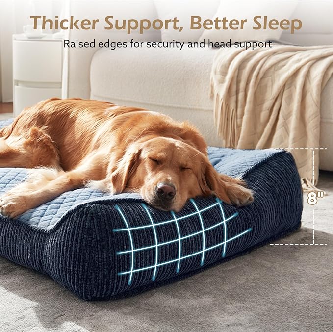 JOEJOY Orthopedic Dog Bed Medium Sized Dogs, Extra Thick Supportive Big Dog Couch Bed with Sides, Ultra Soft Pet Bed Sofa, Blue, 35''x25''