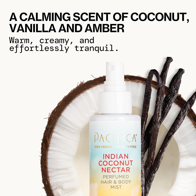 Pacifica Beauty Indian Coconut Nectar Hair & Body Mist, Functional Fragrance For A Calming Experience, Paraben-Free, Vegan & Cruelty-Free, 5 Fl Oz