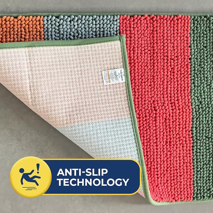 Muddy Mat® Super Absorbent Loop-Thread Chenille Dog Door Mat for Muddy Paws – Non-Slip, Machine Washable Indoor Entry Rug, Quick-Dry Pet Mat for Entryway – Tropical Stripes 19"x30"