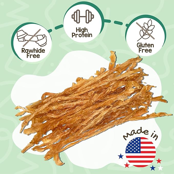 Nature Gnaws USA Turkey Tendons Dog Treats, 1 lb | Grain Free Reward Snack for Small, Medium & Large Breeds - Premium Natural Dog Chew Treats - No Artificial Preservatives