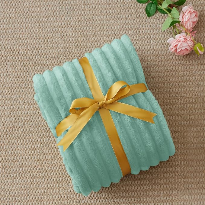 BEDELITE Ribbed Fleece Throw Blanket for Couch, Seafoam, 50"x60" | Ultra-Soft Plush Fleece, Cozy, Warm Yet Lightweight, Ribbed Texture, Home Decor, Machine Washable, Giftable, All-Season Use