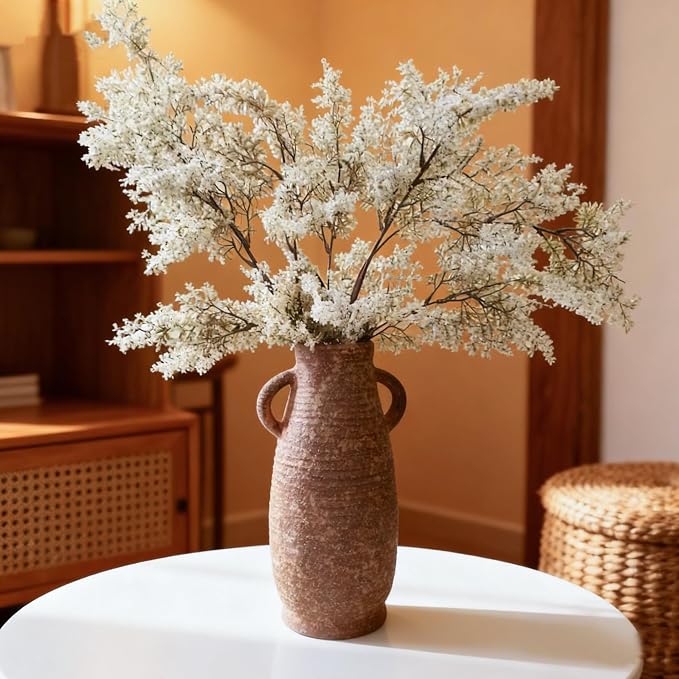 Ceramic Rustic Vase, 12.3 Inch Farmhouse Decorative Flower Vase for Home Decor, Rusty Vase for Living Room Bedroom Kitchen Office Decor Centerpiece Table Decorations