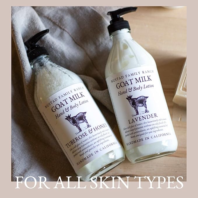 Goat Milk Lotion for Dry, Sensitive Skin – Natural Body Moisturizer for Face, Hands & Body – Hydrating Non-Greasy Cream – Handmade in USA with Clean Ingredients (16oz, French Lavender)