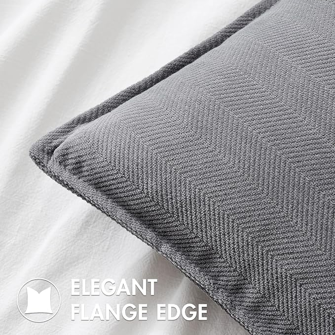MIULEE Pack of 2 Grey Euro Shams Chenille Pillow Covers 26x26 Inch | Decorative Soft Couch Throw Pillows,Farmhouse Cushion Covers,Elegant Design for Sofa,Bed,Living Room,Summer Decor