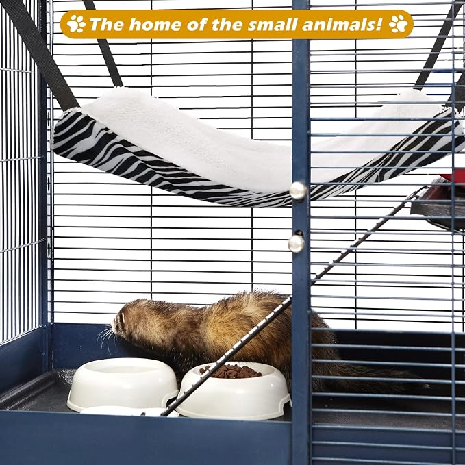 Jetec 2 Pack Cat Hammock for Cage, Zebra, Tiger Stripes, M | Catio Accessories, Reversible Soft Cats Bed, Adjustable Straps and Hooks, Double-sided Linen, Fleece Hanging Hammock for Cats