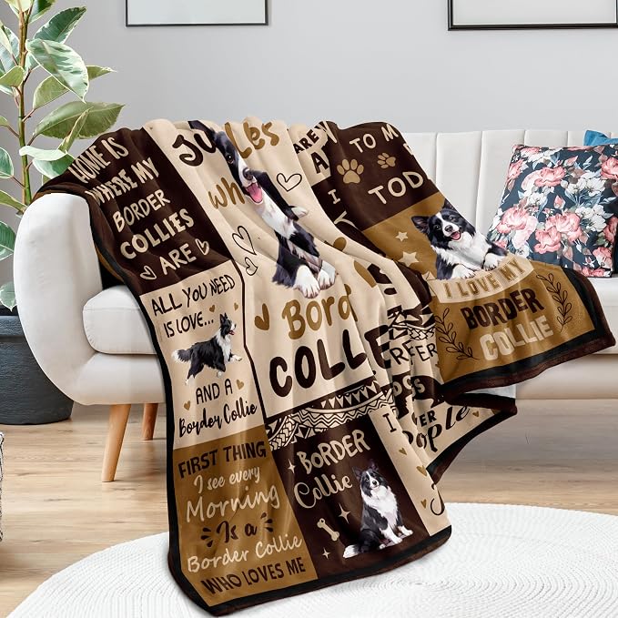 Border Collie Gifts for Women/Border Collie Lovers Blanket 50"x60" | Gifts for Border Collie Lovers/Owner for Birthday/Christmas Soft Fuzzy Fleece Throw Blanket for Bedroom, Home, Travel 50"x60"