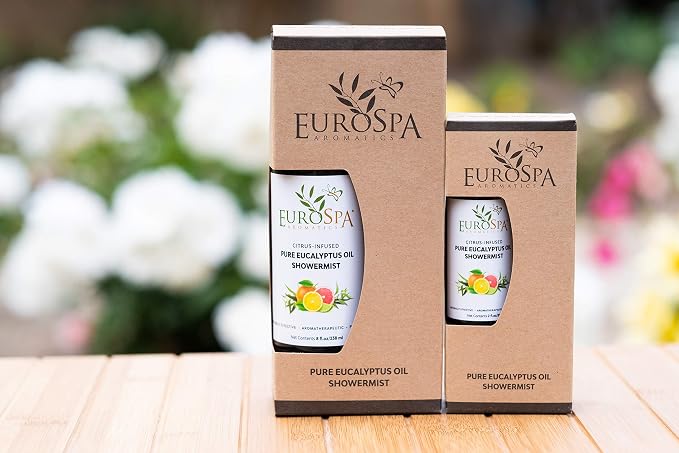 EuroSpa Aromatics Pure Eucalyptus Oil ShowerMist and Steam Room Spray, All-Natural Premium Aromatherapy Essential Oils - Citrus Infused, 8oz, 2 Pack