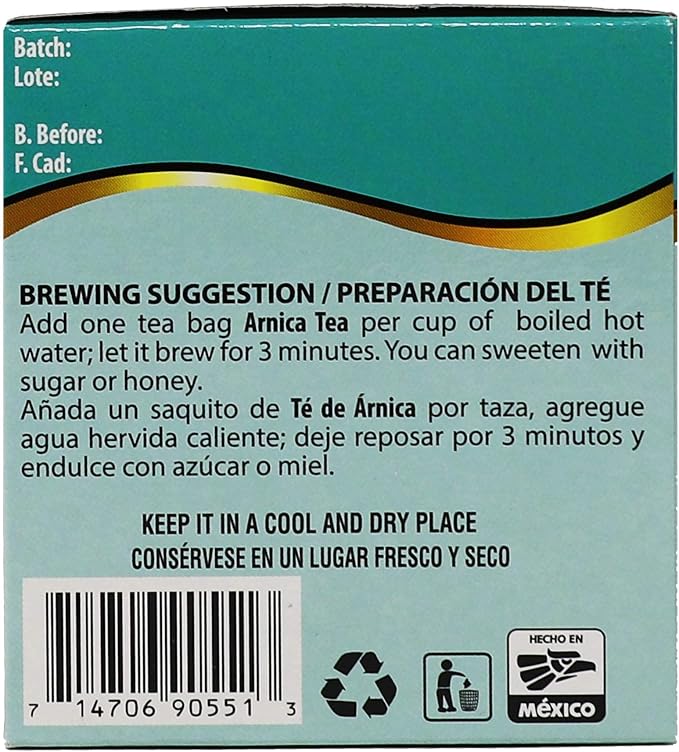 Herbacil Arnica Herbal Tea, Herbal Blend, Caffeine-Free, All Natural, 3-pack of 25 bags per box (75 Tea Bags), 0.88 oz Each