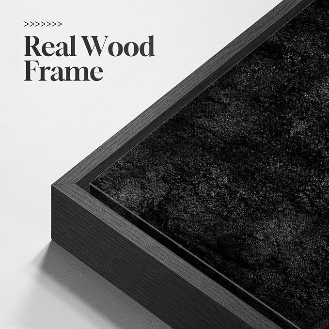 Large Framed Black Abstract Wall Art, Modern Square Canvas Painting Artwork for Walls, Minimalist Dark Moody Pictures for Living Room Bedroom Dining Room Hallway Office Wall Decor, 36x36 In