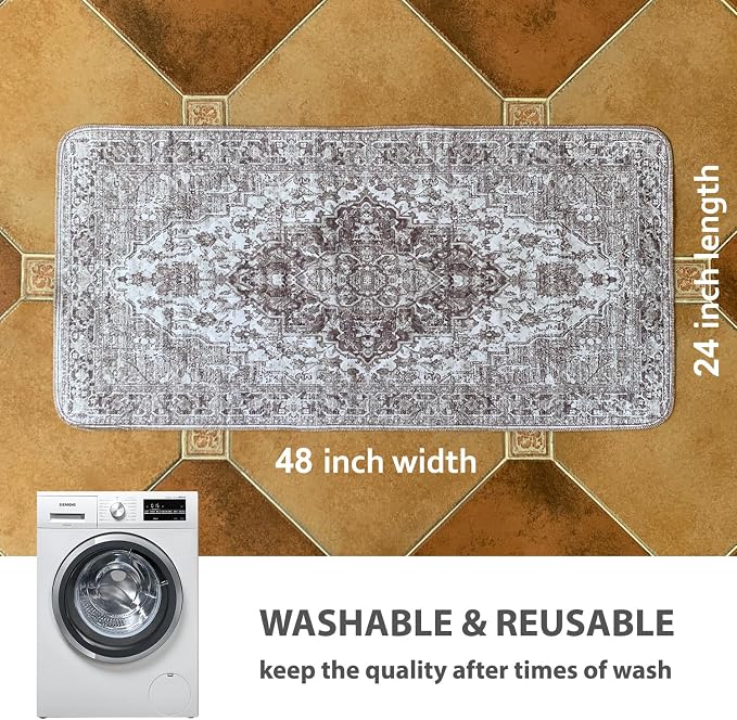 nunubaby 4PACK Washable Pee Pads for Dogs, Stylish, Non-Slip and Leak-Proof Pee Pads. Reusable Potty Pads for Dogs for Crates and Floors.(Brown/Geo,24" x48" )