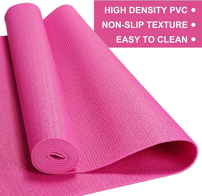 3 mm Thin Yoga Mats Bulk, Lightweight PVC Exercise Mats Non Slip Workout Fitness Pads for Yoga Pilates Stretching Classes Gym Home Studio, Easy to Clean