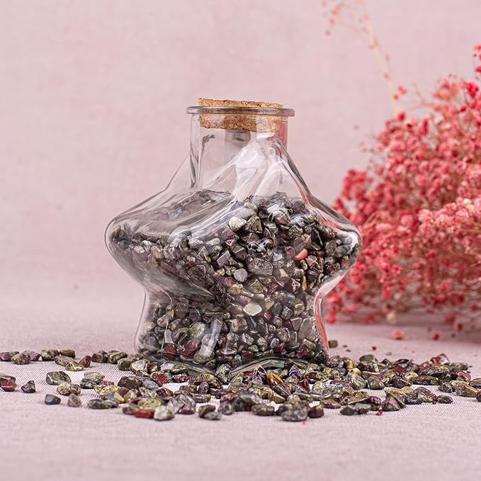Polished Dragon Blood Jasper Crystal Chips 200 Pcs - 0.3" 10 oz Tumbled Stone Chips Crushed Sea Glass Stones Healing Reiki Crystal Making Home Decoration