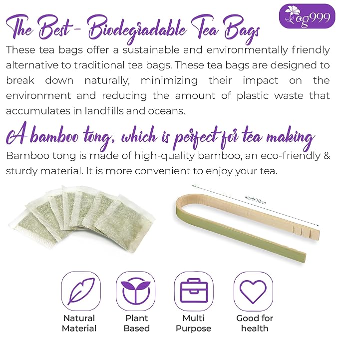 TOG999, Premium 60 Lavender Flower Tea Bags, 100% Natural & Pure. Loose Flower Lavender Herbal Tea. No Sugar, No Caffeine, No Gluten, Vegan.
