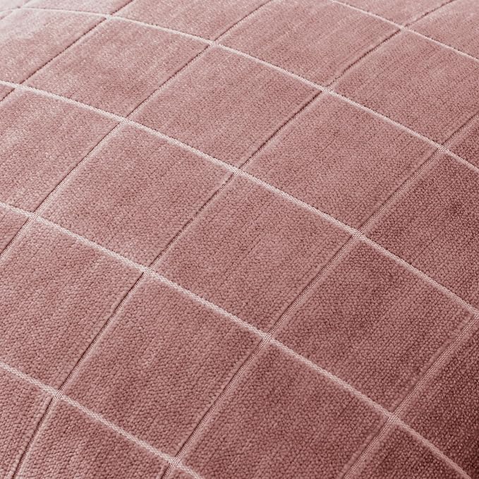 MIULEE Blush Pink Plaid Decorative Throw Pillow Covers 20x20 Set of 2 | Vintage, Check Chenille Couch Pillows, Neutral Boho Farmhouse Cushion Covers, Modern Home Decor for Sofa Bed Living Room