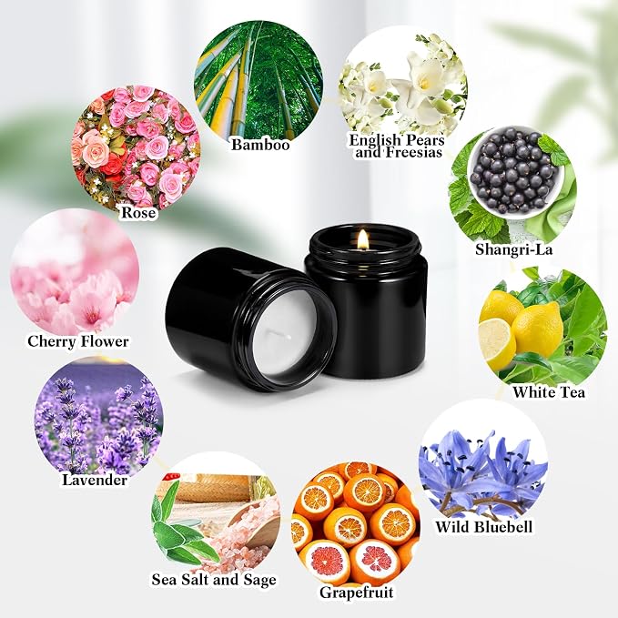 Yexiya 50 Pcs Wedding Mini Mason Jar Candles 3.5oz Scented Small Jars Candles in Bulk 10 Fragrances Relief Aromatherapy Gifts Set for Engagement Birthday Bridal Baby Shower Party Favors(Black)