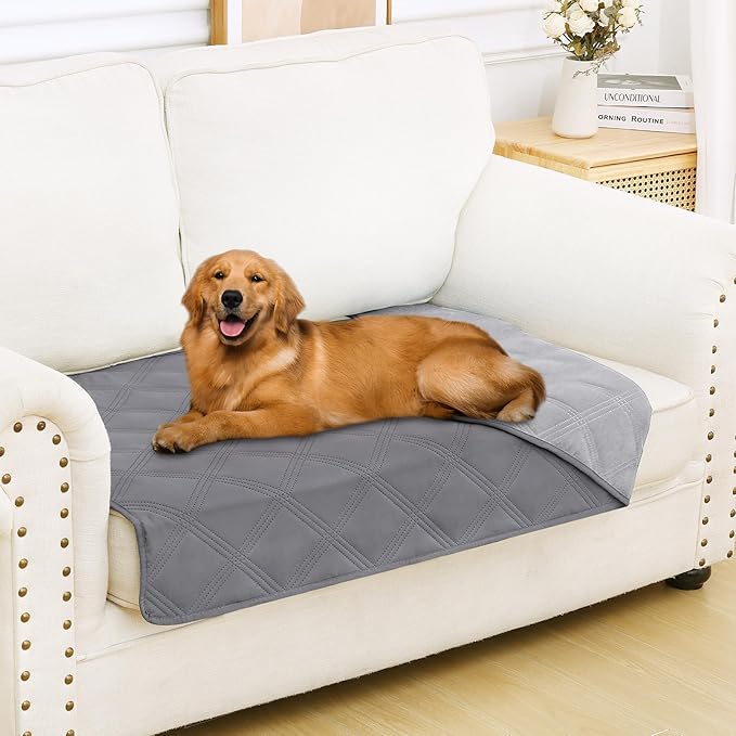 Smiry Waterproof Dog Bed Cover, Reversible Pet Blanket for Sofa Couch | Soft Washable Dog Blanket, Leakproof Couch Cover for Dogs Cats & Furniture Protection, 30x53, Grey/Light Grey
