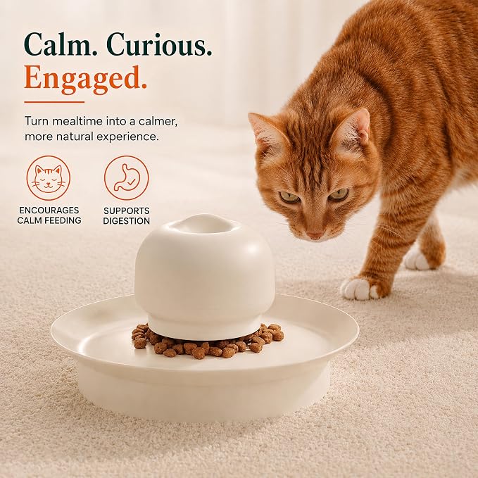 Cat Slow Feeder, Adjustable Cat Slow Feeder for Indoor Cats, Cat Food Dispenser with Twist-to-Adjust Food Flow, Interactive Dry Food Feeder, Gravity Cat Feeder for Fast Eaters