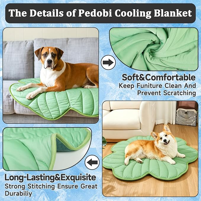 Cooling Mat for Dogs, Dog Cooling Pad Bed, Q-MAX>0.45- Lightweight, Durable & Breathable Pet Throw for Sofa, Car and Furniture Protector, Reversible Design, 40"x40", Four-Leaved Clover