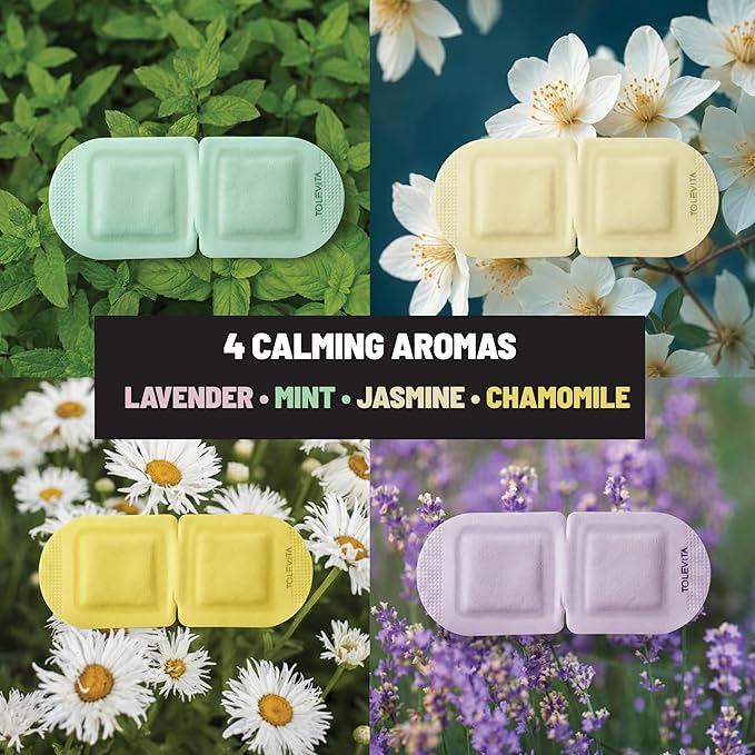 TOLEVITA Steam Eye Mask, 20 Pack Self-Heating Disposable Warm Eye Masks for Relaxation & Comfort, Lavender, Mint, Jasmine & Chamomile Aromas, Spa Sleep Mask, Travel Essentials