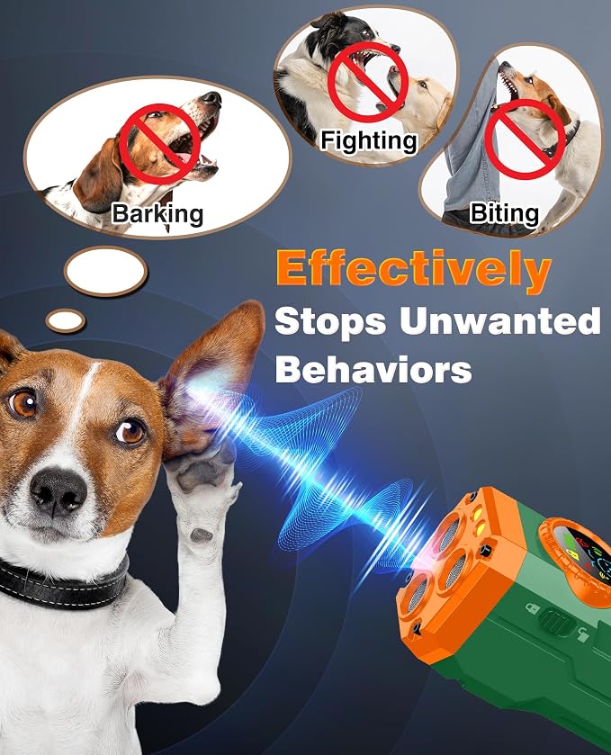 2026 Upgraded Smart Display Anti Barking Device for Dogs, 3X Dog Bark Deterrent Devices Bark Control with Screen & Flashlight, Rechargeable Dog Barking Silencer Portable for Indoor & Outdoor Use