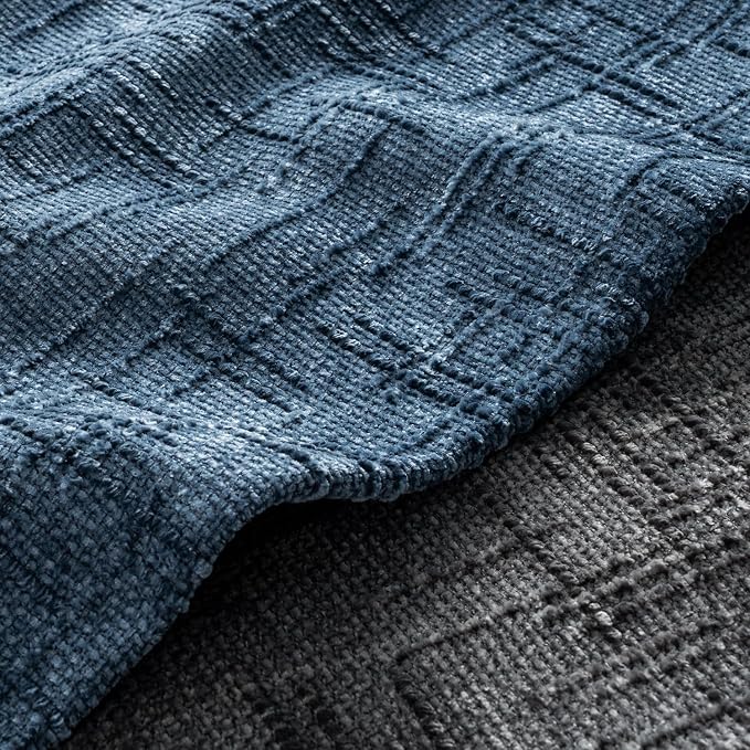 MIULEE Chenille Textured Throw Pillow Covers Blue Ashes 18x18 Set of 2 | Slubby Decorative Pillows, Boho Farmhouse Coastal Decor, Modern Neutral Cushion Covers for Couch Sofa Bed Living Room